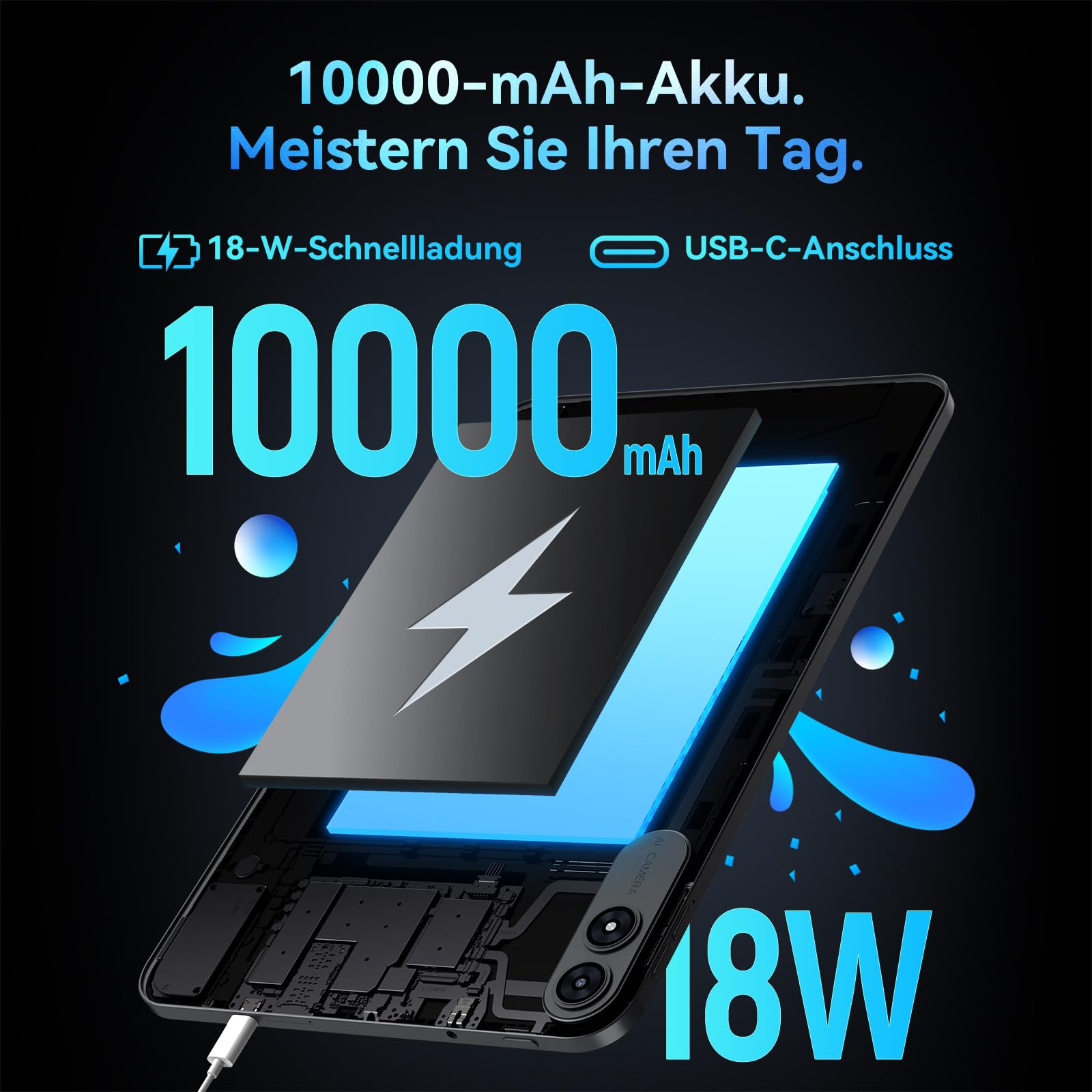 T60 Pro Tablet 13.4 Zoll, Tablet Android 16 mit Tastatur, 120Hz FHD Display, 24GB RAM+256GB ROM, 10000mA, Widevine L1, Octa-Core Gaming Tablet für Studium,Arbeit,inkl. Stift & Maus, 4 Jahre Garantie