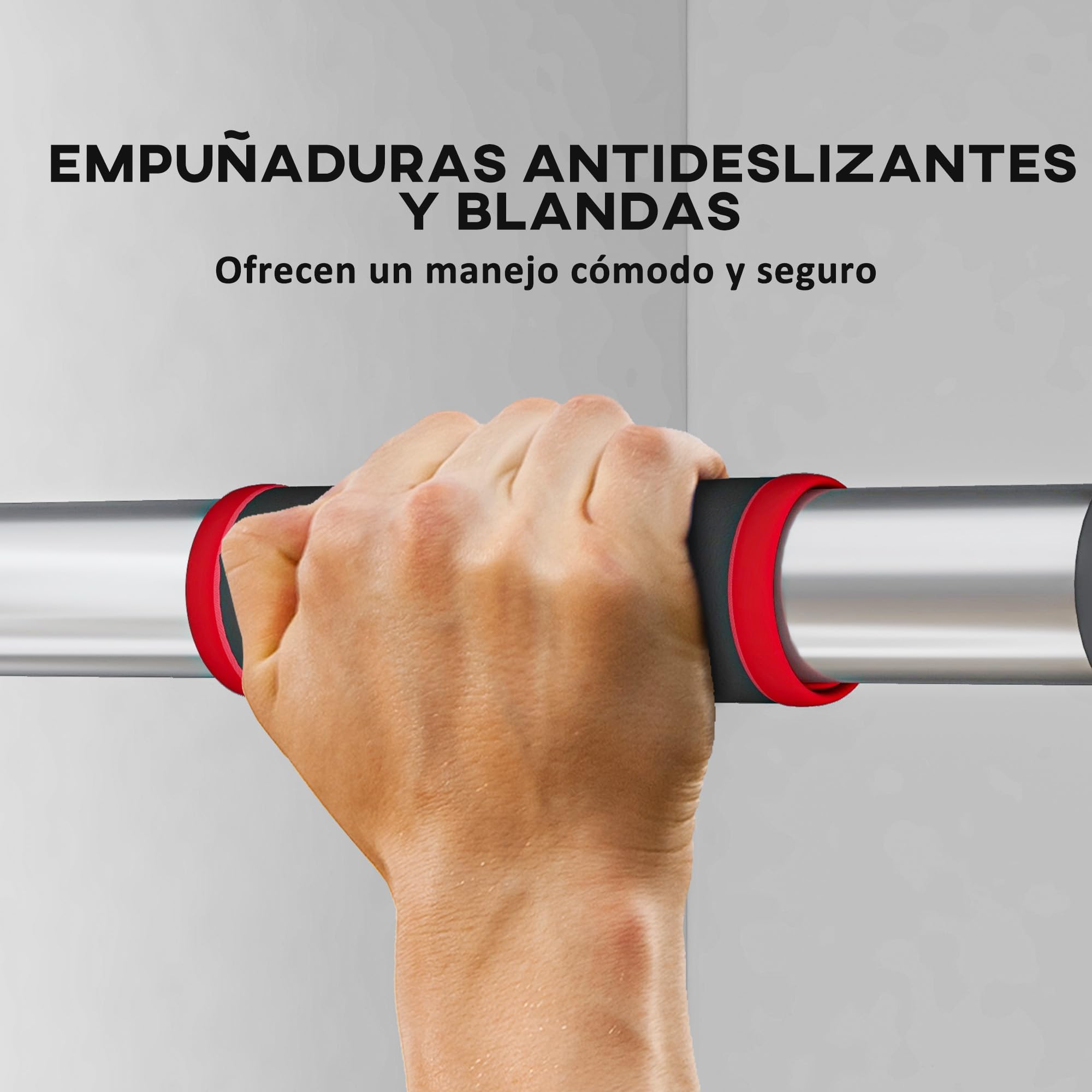 SPORTNOW Barra de Dominadas para Puerta Barra para Hacer Dominadas Ajustable de 95 cm a 123 cm Carga 200 kg para Ejercicio y Entrenamiento en Casa Gimnasio Negro y Rojo