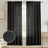 Vista 9 de Cortinas semitraslúcidas de 96 pulgadas de largo, cortinas rojas con dobladillo para cortinero, para sala de estar, dormitorio, paneles de ventana