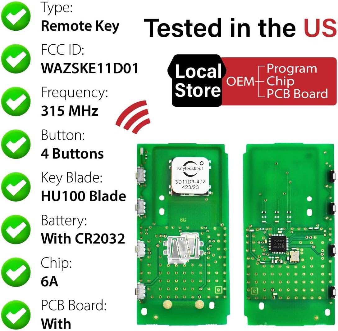 Replacement for 2019-2023 Mazda 3 Key Fob Remote Control WAZSKE11D01 4 Buttons 315MHz