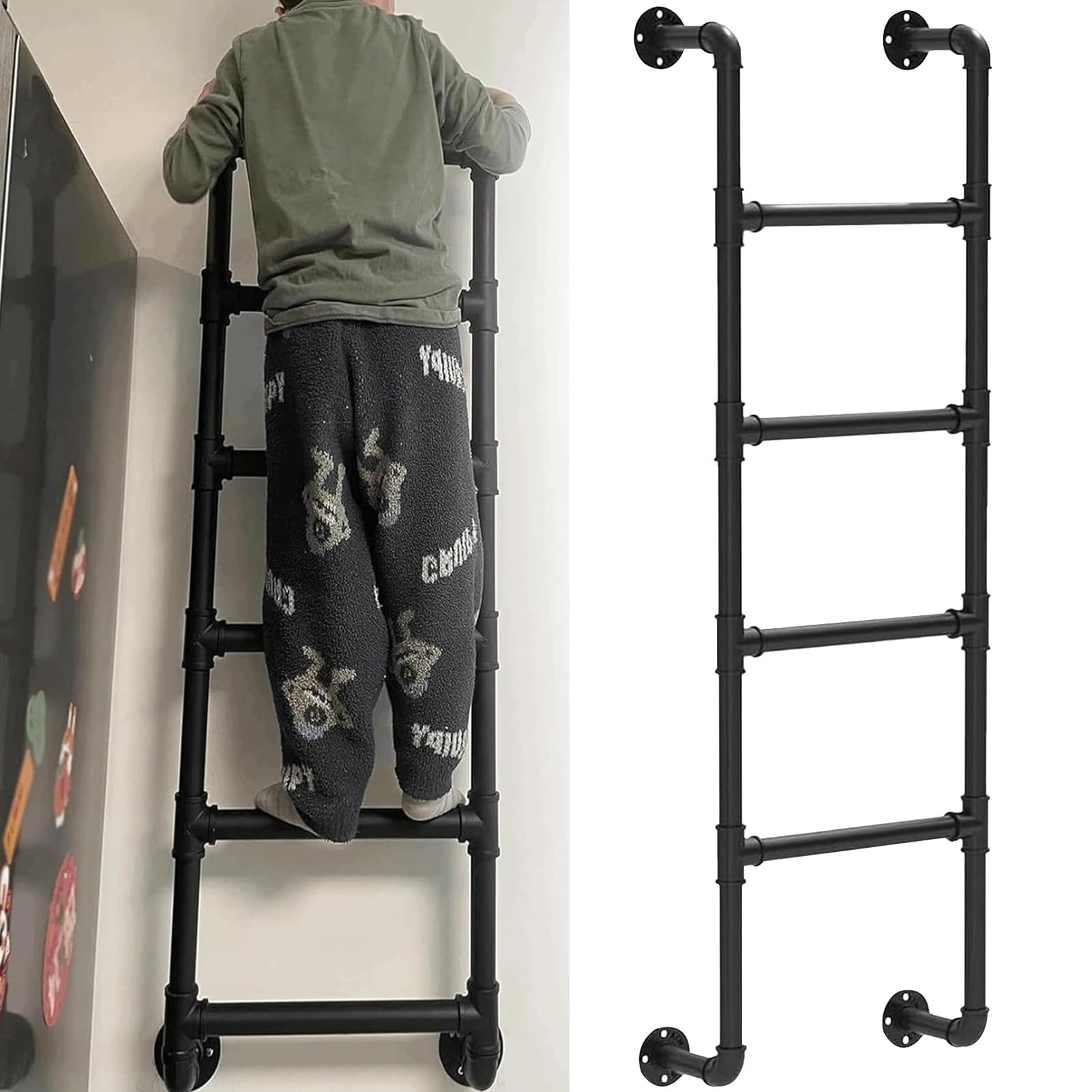Escalera industrial de hierro para ventanas y altillos con acabado metálico reforzado