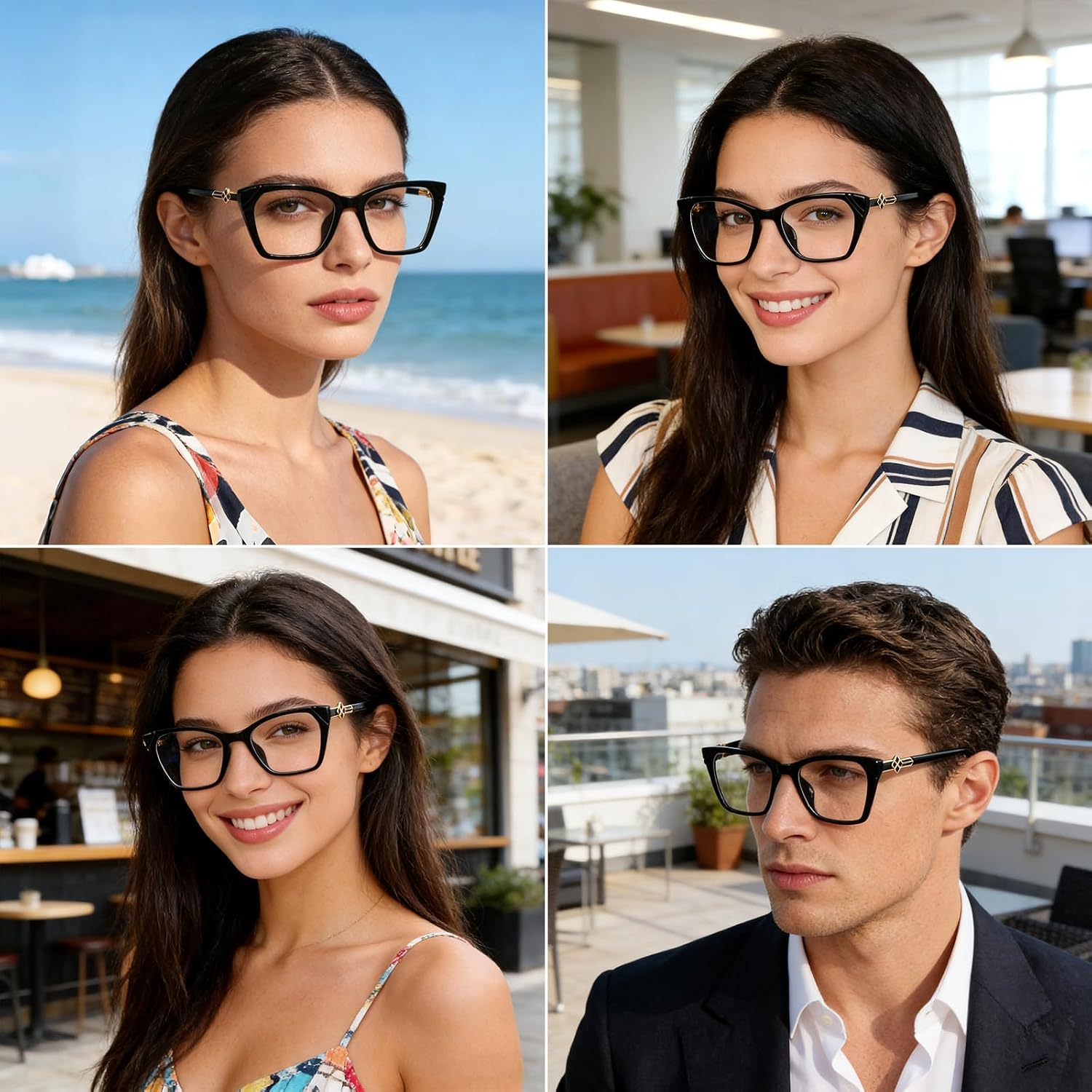 Sumato Elegant Butterfly Blue Light Glasses, Retro Cat Eye Computer Eyeglasses, Cross Metal Hinges, UV400 Filter image 2