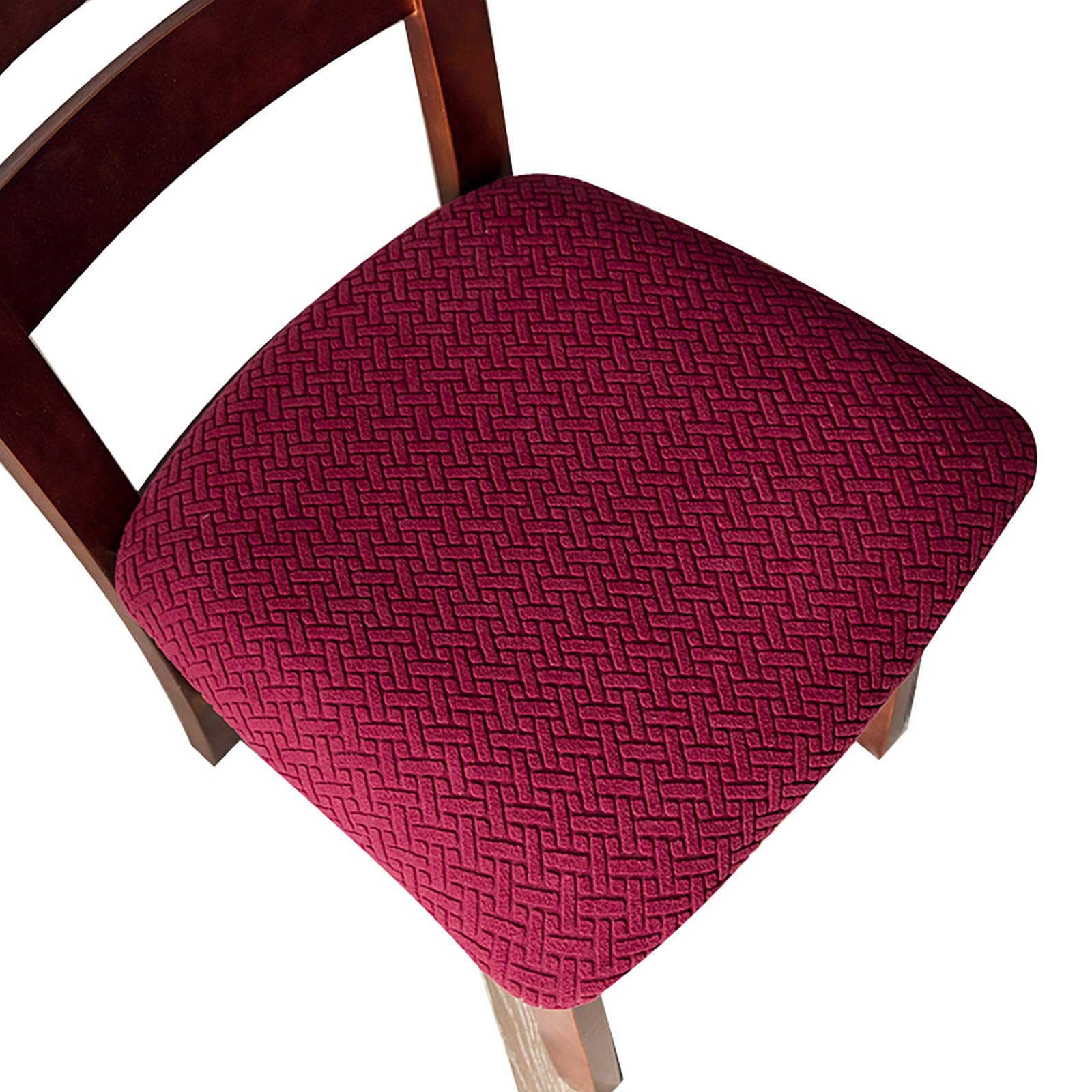 Photo 1 of Genina Seat Covers for Dining Room Chair Seat Slipcovers Kitchen Chair Covers (Wine Red, 6 Pcs)