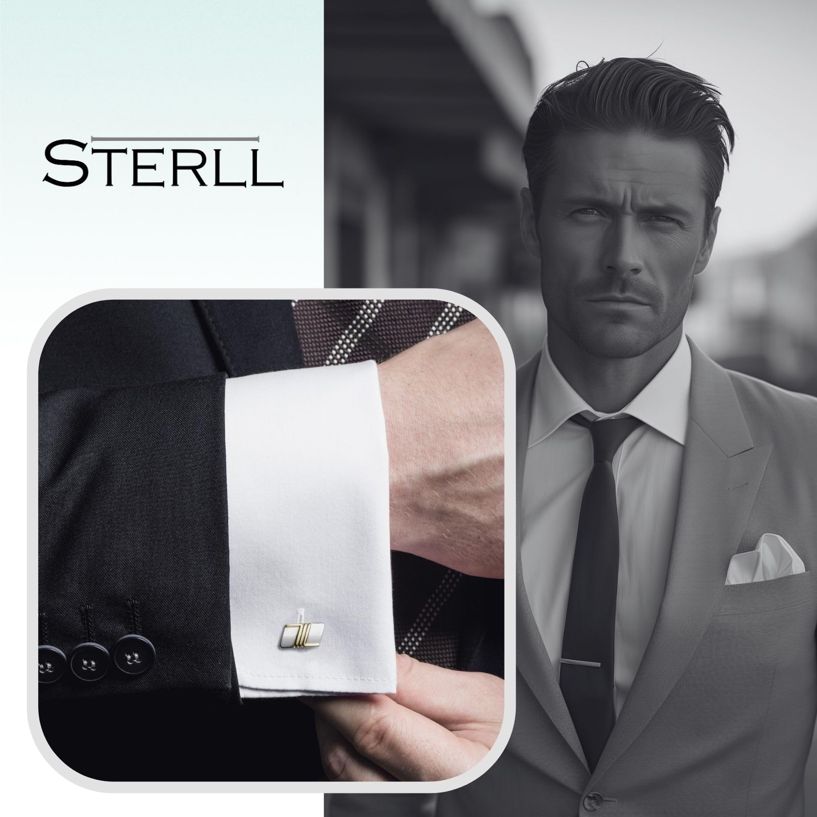Gemelli Da Uomo In Argento 925 Con Finiture Dorate A Strisce