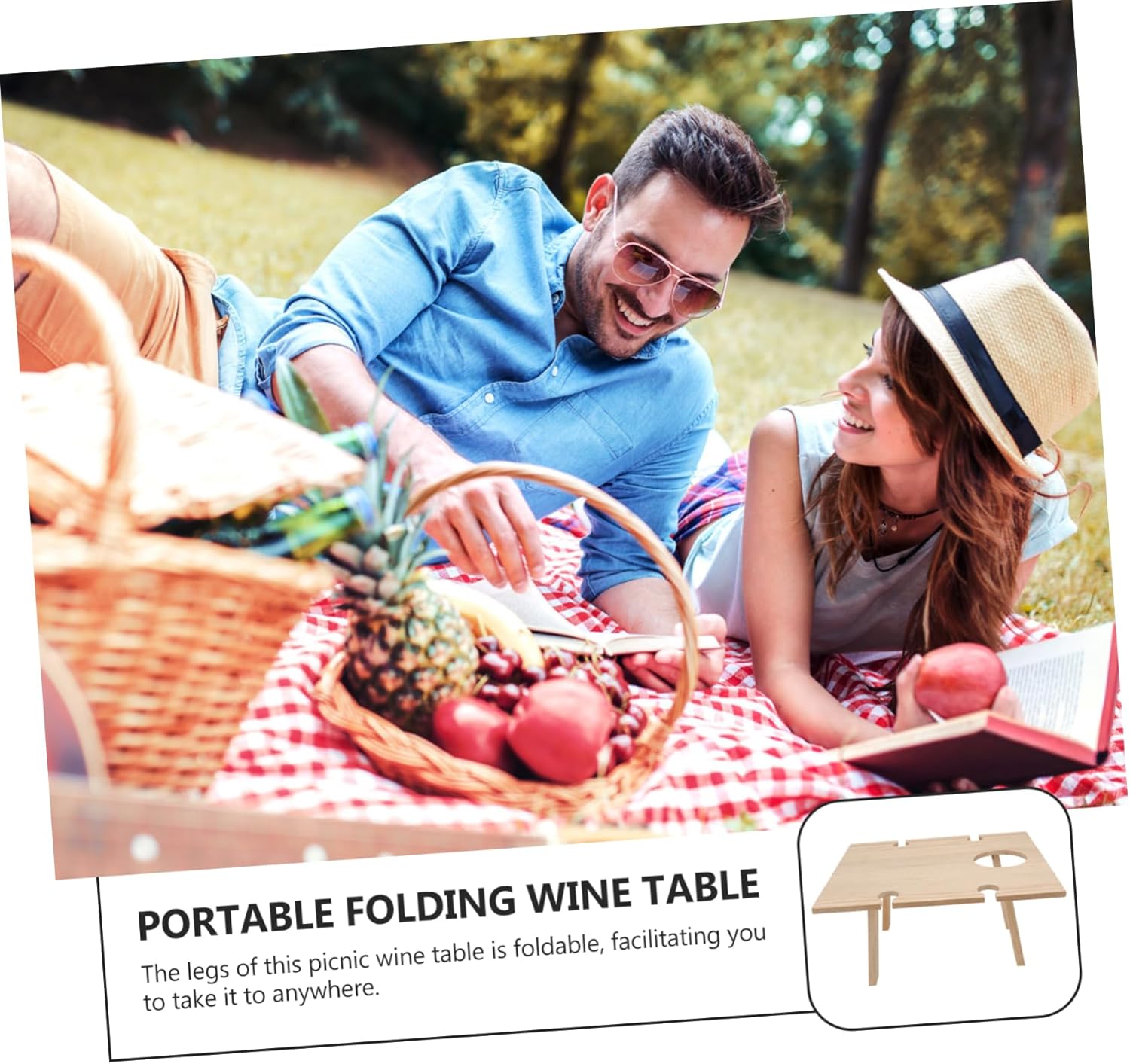1pc Outdoor Portable Foldable Wine Table for Picnics Camping Beach Gatherings Compact Sturdy Construction Easy to Transport