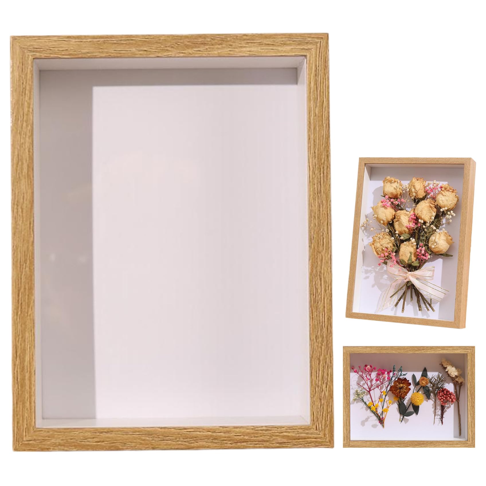 CAKEEYUM Shadow Box Frame 4x6 3D Hollow Small Shadow Box Frame Dustproof & Moistureproof for Dried Flower Picture More Only Burlywood, Small, 4x6