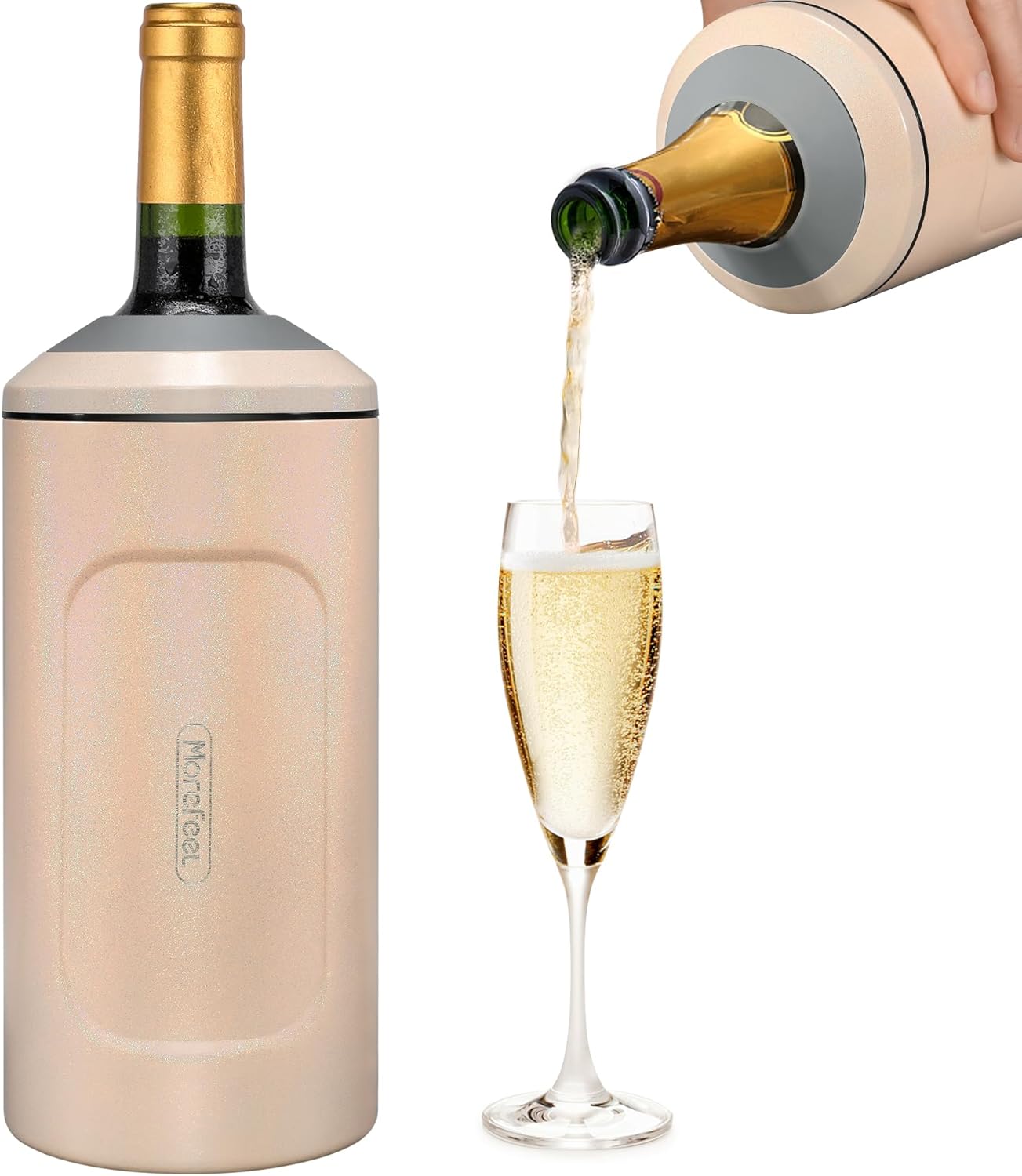 Wine Chillers for Bottles-Ideal Gift for Wine Lover, Stainless Steel Portable Champagne Cooler Sleeve Bucket-Double Walled Vacuum Insulated for Most 750ml Bottles with Long-Lasting Temperature Control