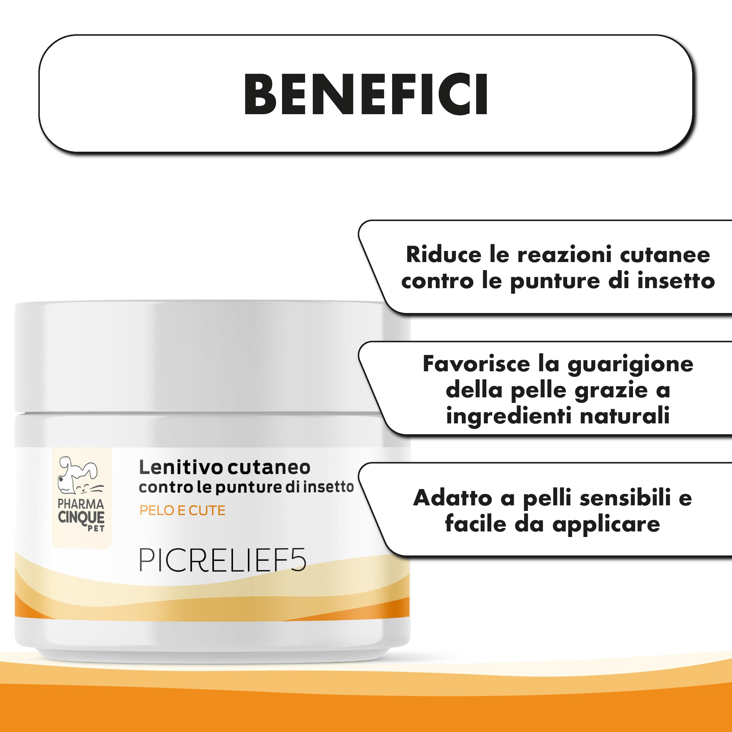 PHARMACINQUEPET PICRELIEF5 Beruhigende Creme gegen Insektenstiche, Linderung bei Juckreiz und Schwellungen, 50 ml