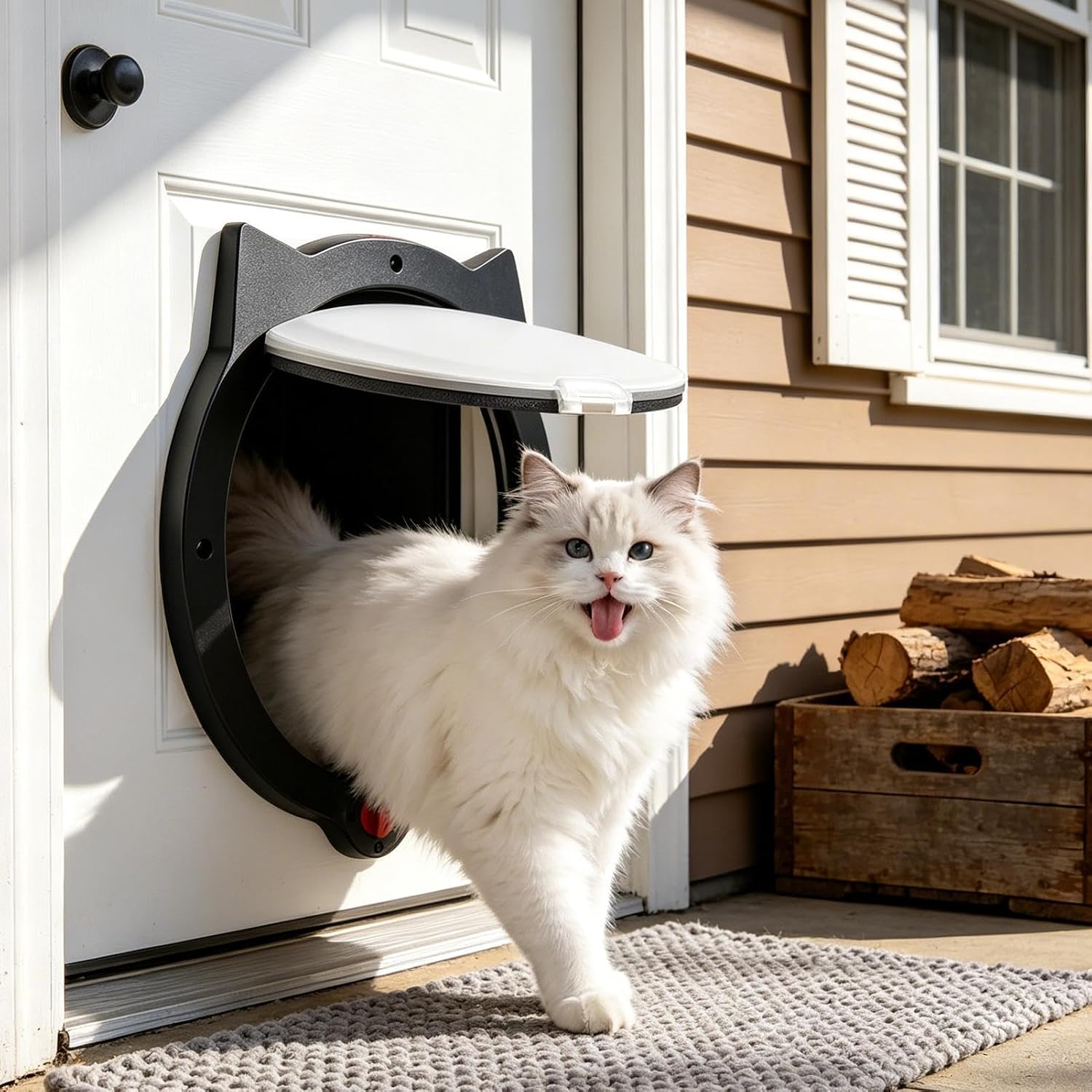 Pet Door 12.2inx10.2in Locking Modes Adjustable | Cat Flap Indoor for Puppy Kitten Wall Kitchen Living Room Bedroom Basement Sunroom Porch