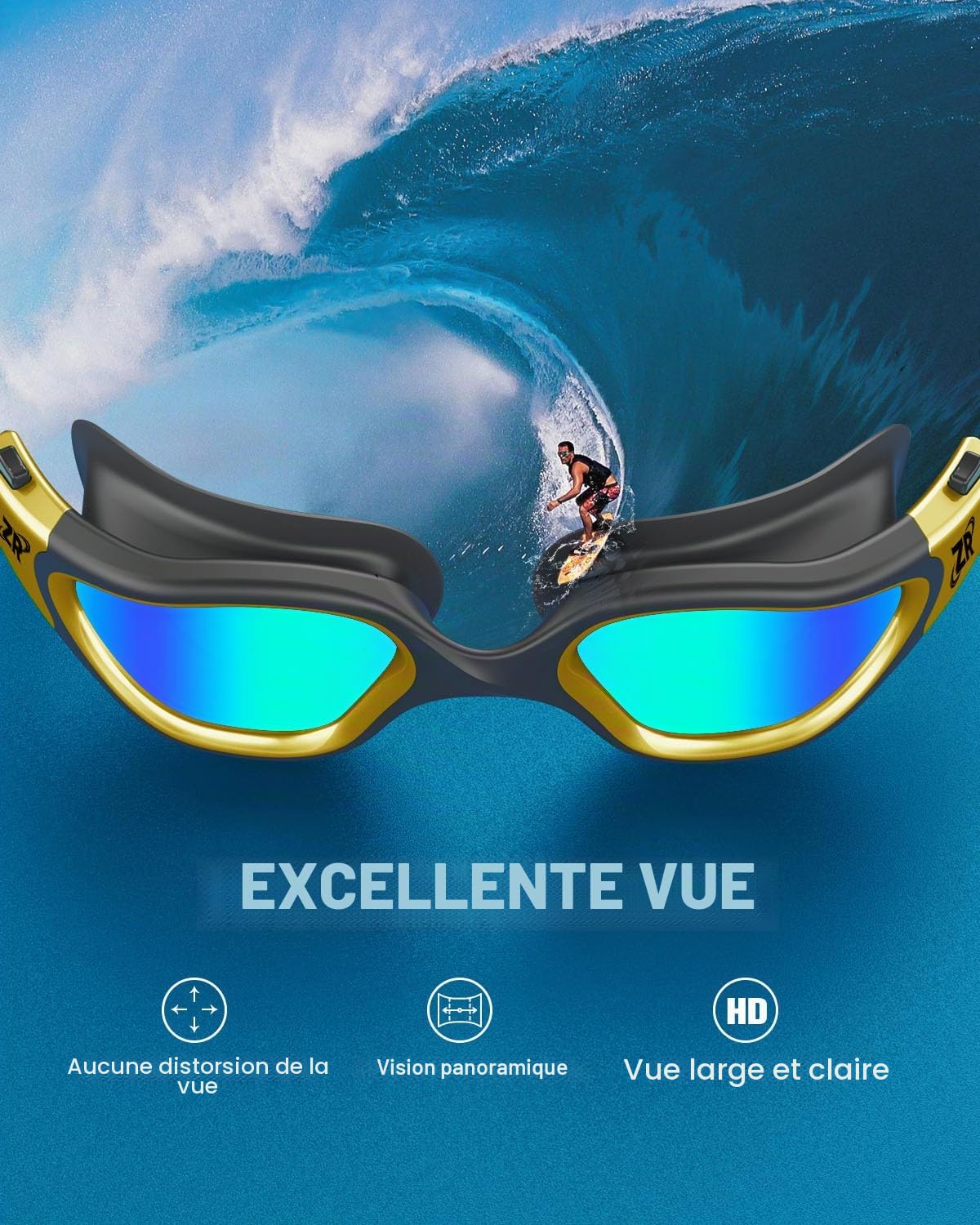 ZIONOR Lunettes de natation polarisées/non polarisées pour homme et femme [Upgrade], lunettes de natation G1, protection UV, anti-brouillard, sangle réglable, confortable, lunettes de natation