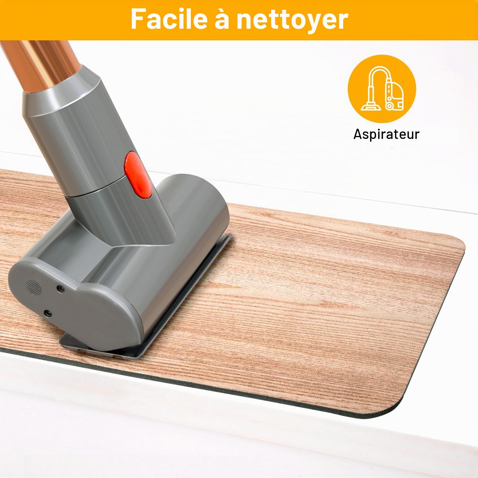 Tapis d’Escalier Antidérapants en Caoutchouc Synthétique,7 Pièces | Tapis de Marche avec Dos Gomme Antiglisse, 76×20 cm, avec Ruban Adhésif, Imitation Bois