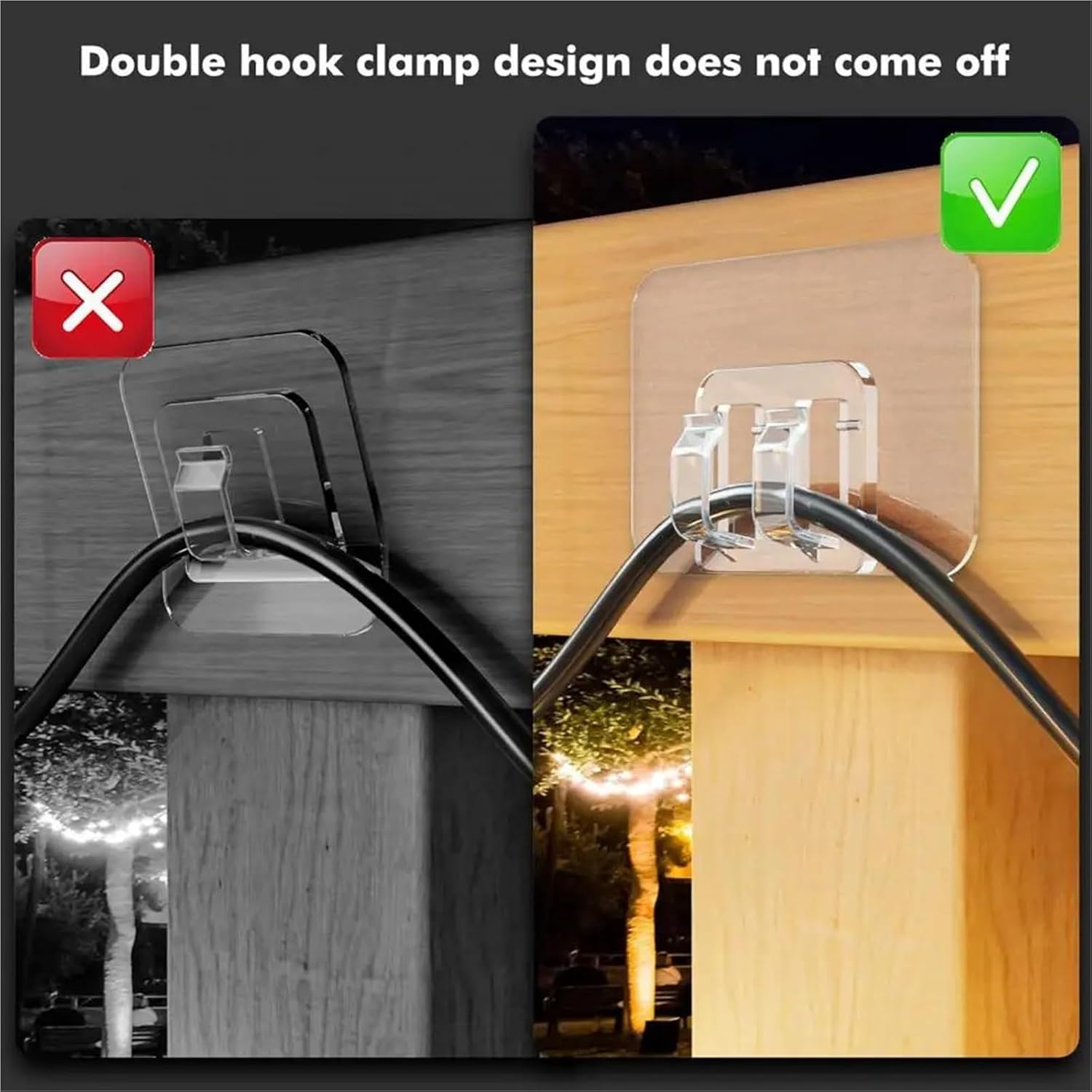 Christmas Light Clips 100PCS UV-Resistant Outdoor String Light Hooks - Weatherproof Self-Adhesive Clips