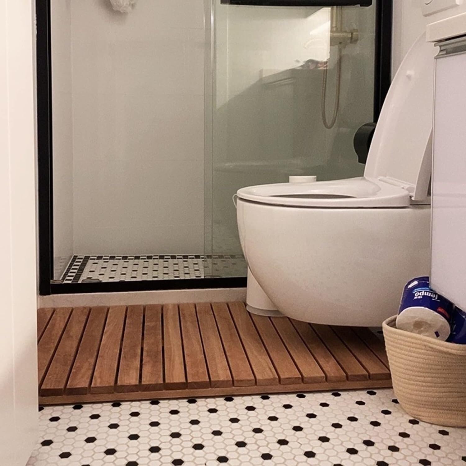 Alfombra de baño de Ducha de Madera, Almohadilla Antideslizante for pies, Tablero de Drenaje for baño, Pedal de Suelo for Puerta, tamaño Personalizado(60x70cm)