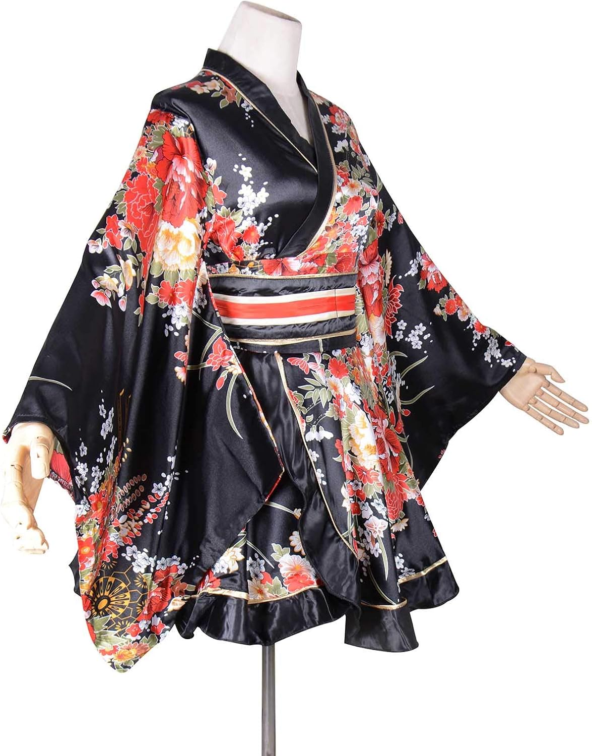 Kimono Costume Adult Japanese Geisha Floral Patten Gown Blossom Bathrobe Sleepwear With Obi Belt