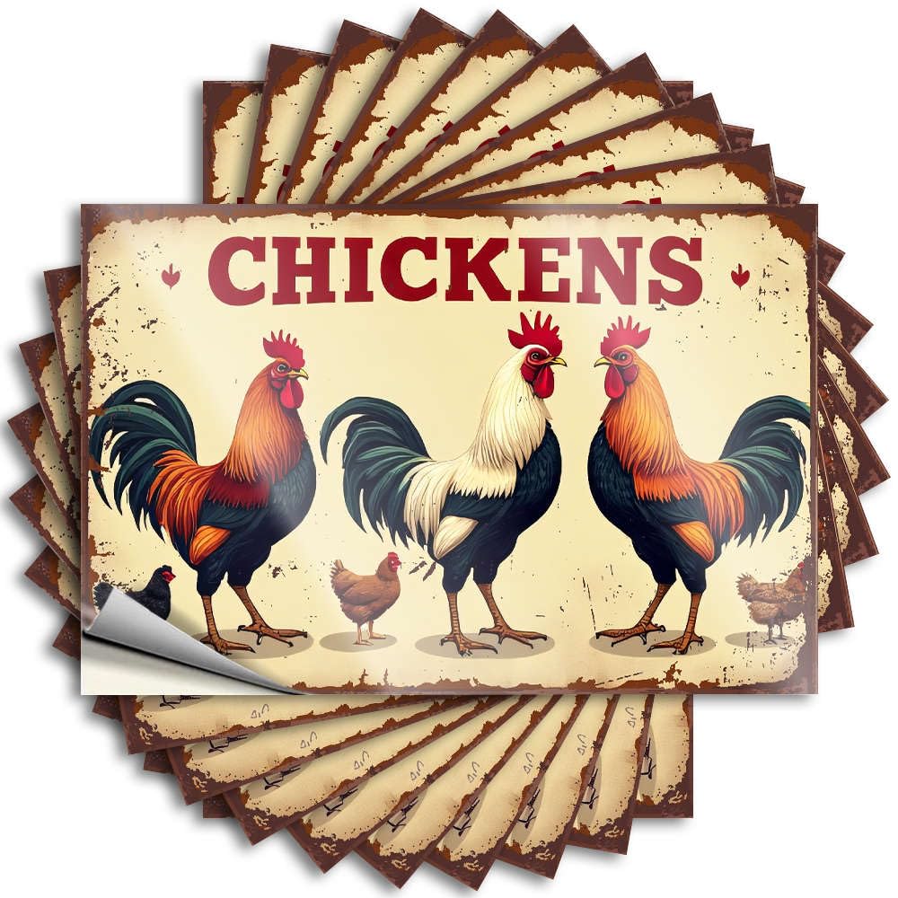 Saying Helmet Bookish Chickens: Three Roosters, Two Hens. for Western - Tiki Decorations Easy Peel Removable(8X12CM)