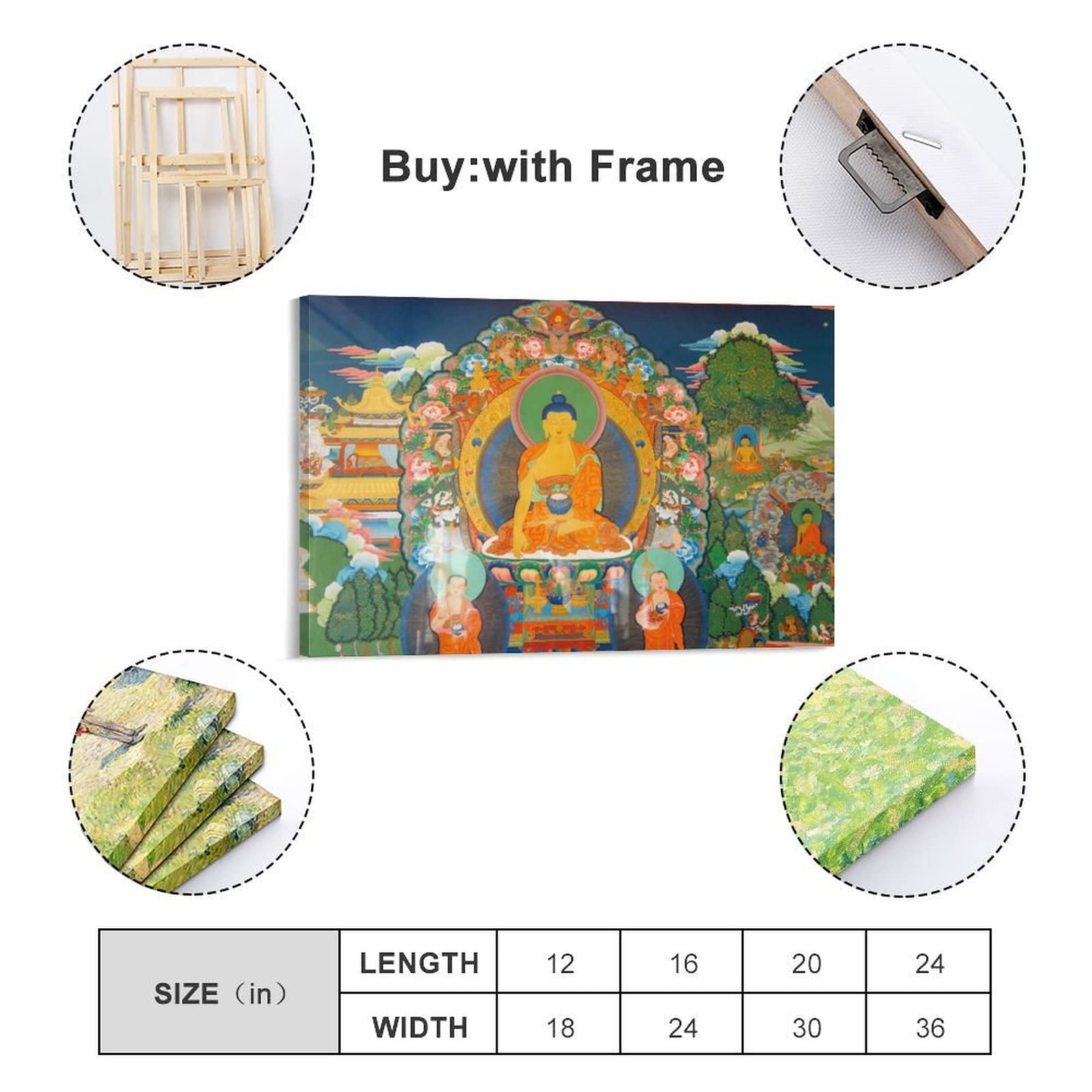 Puro Land Buddismo Religione Meditazione Poster Buddha Bodhisattva Decorazione per la casa Poster arte da parete camera da letto decorativa estetica 40 x 60 cm