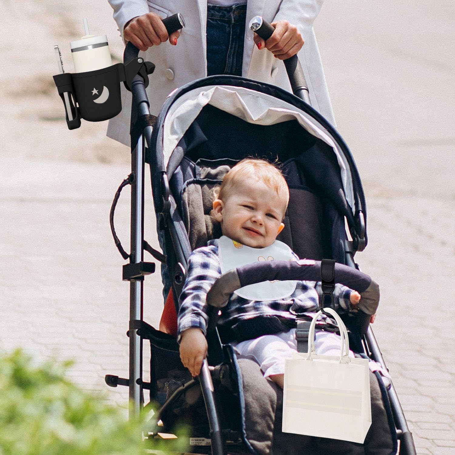 1 Pezzo Di Passeggino Supporto Di Tazza, 2 Pezzi Di Passeggino Gancio, 1 Pezzo Di Saliva Del Bambino Asciugamano, Neonato Bavaglino Impermeabile, Bambino Gita Forniture.