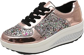 ANUFER Women's Super Lightweight Platform Lace-up Sneakers Wedge Sports Shoes