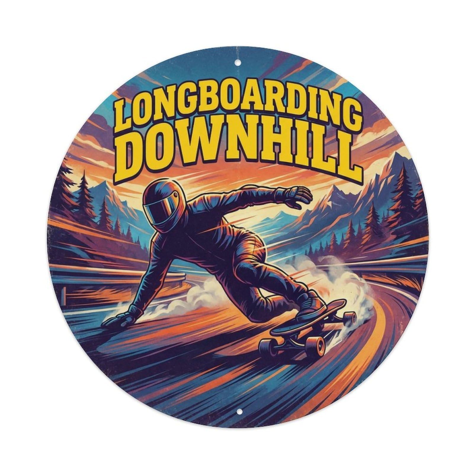 Vintage Longboarding Downhill Extreme Sports Metal Tin Sign