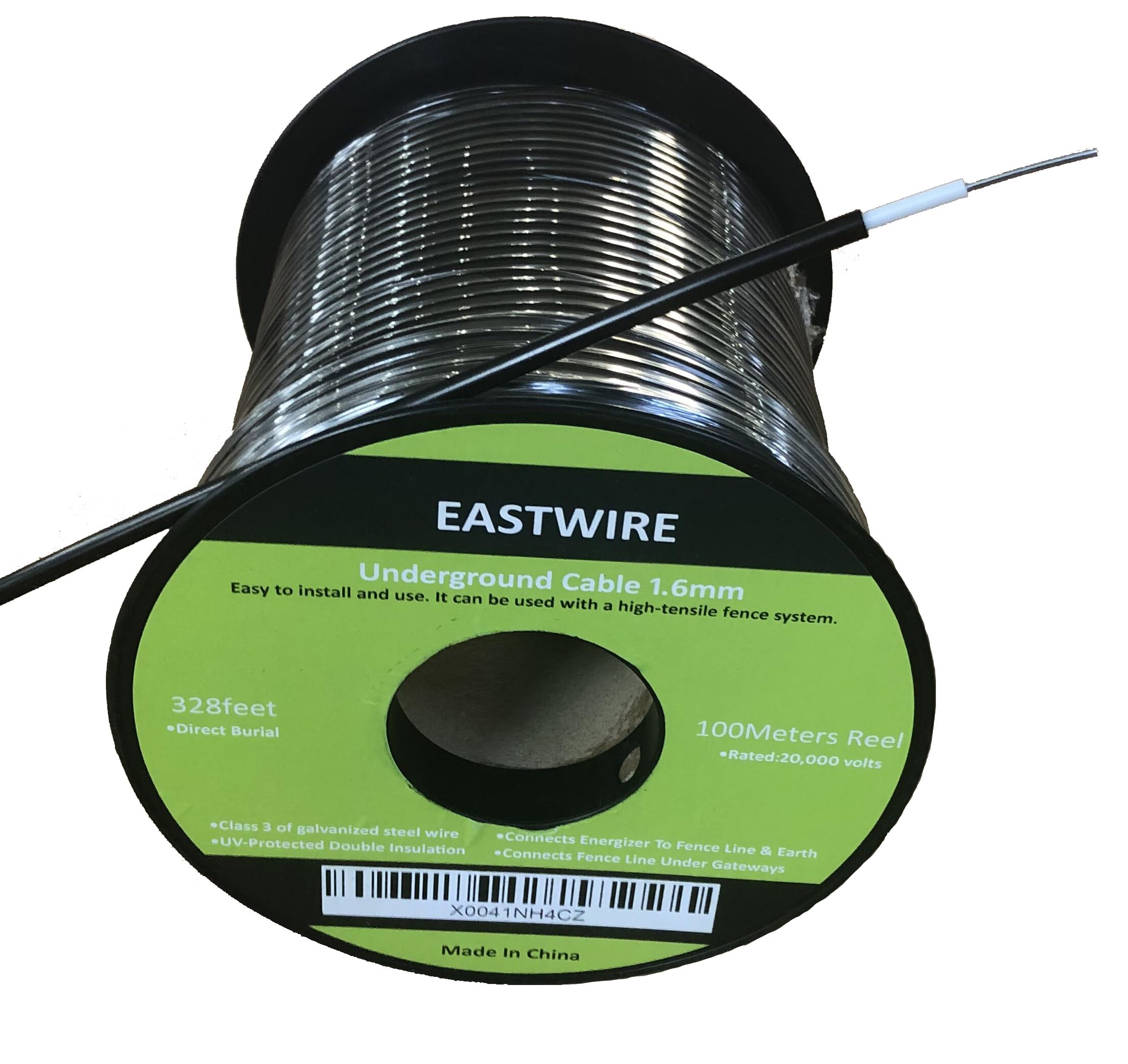 eastwire Electric Fence Double Insulated Wire Underground, Electric Fence Double Insulated Underground Hard Cable, Direct Burial (1.6mm, 100meters/