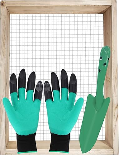 Vista 11 de Tamiz de tierra, tamiz de suciedad para jardinería, tamiz de compost, tamiz de jardín, tamiz de madera ligera para rocas, tamiz de tamiz de pantalla