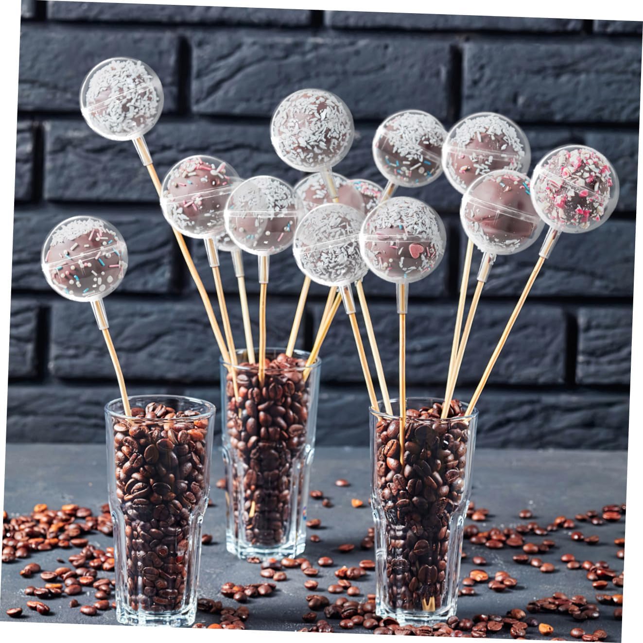 LIFKOME 95Pcs Transparent Chocolate Holder for Valentine Day Weddings Practical Clear Support for Candy Truffles Decoration for Confectionery Products