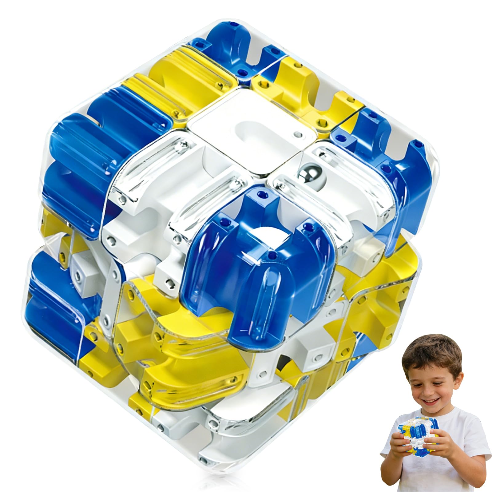 Dandin Large Labyrinth 3D Maze Puzzle Cube, Engaging Brain Teaser Toy, Logical Challenge 3x3 Rolling Ball Mazes Game, Focus Game Gift Fidget Toys for Stress Relief & Logic Development