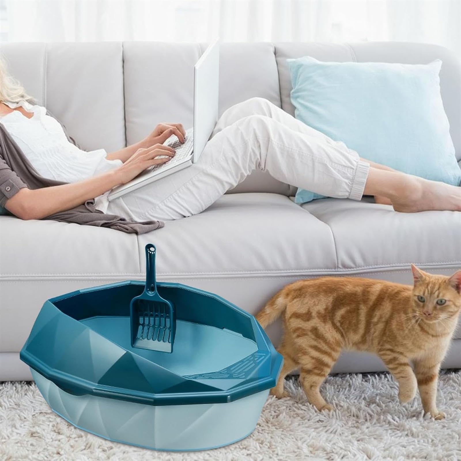 Toilette per Gatti Toilette Gatto Contenitore Per Lettiera Per Gatti, Lettiera Per Gattini Con Cucchiaio Cavo, Vassoio Per Lettiera Per Gattini Per Animali Domestici Lettiera per Gatti Lettiera Gatto(
