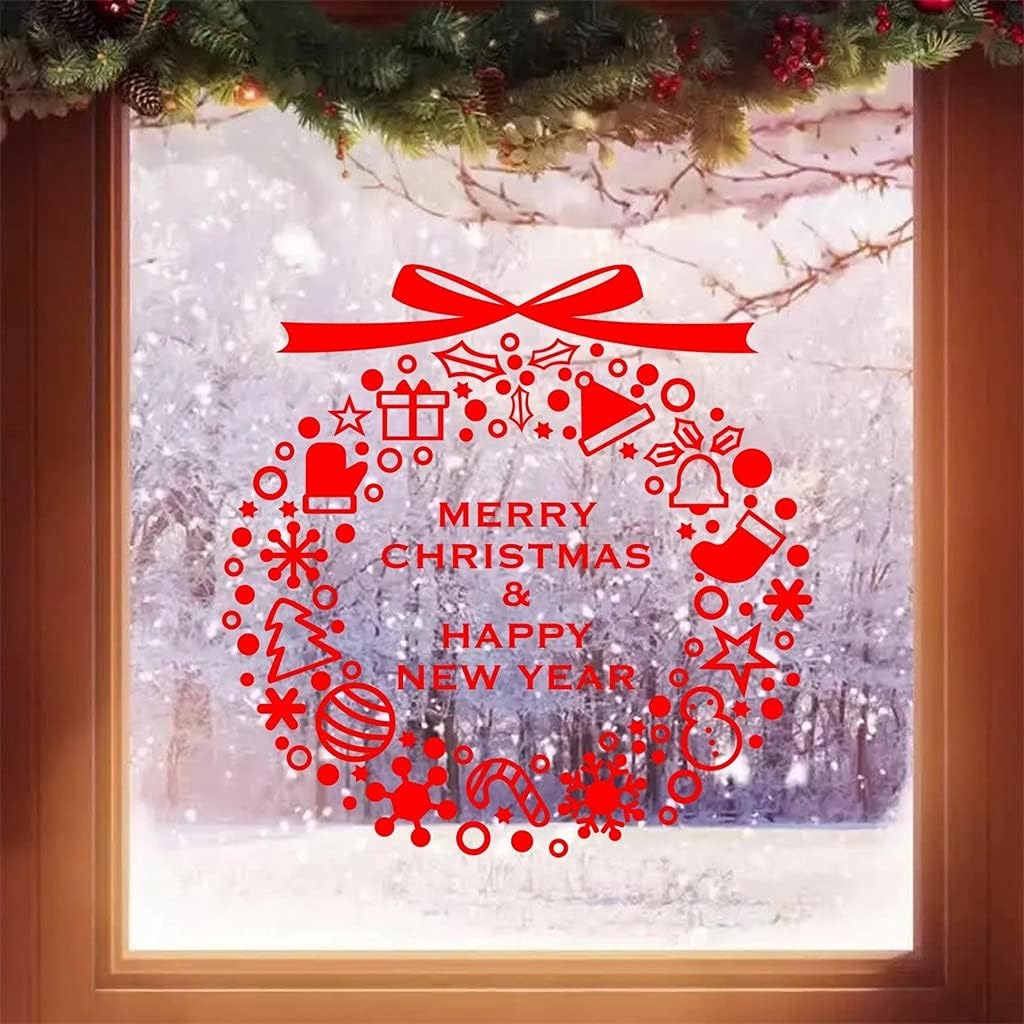 5 Pc Christmas Stickers Window Glass Electrostatic Stickers Snowflake Santa Window Stickers (Color : Red Size : 48 x 60CM)