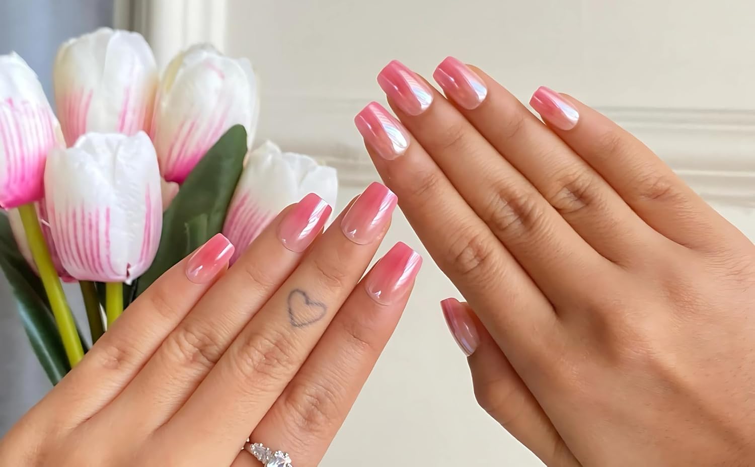 EDNA Designer Stick-On Nails Set (24 PCS) | Reusable & Unbreakable Artificial Nails | Easy Glue Tab Application | Press On Nails for Women & Girls | Salon Look at Home – T-227