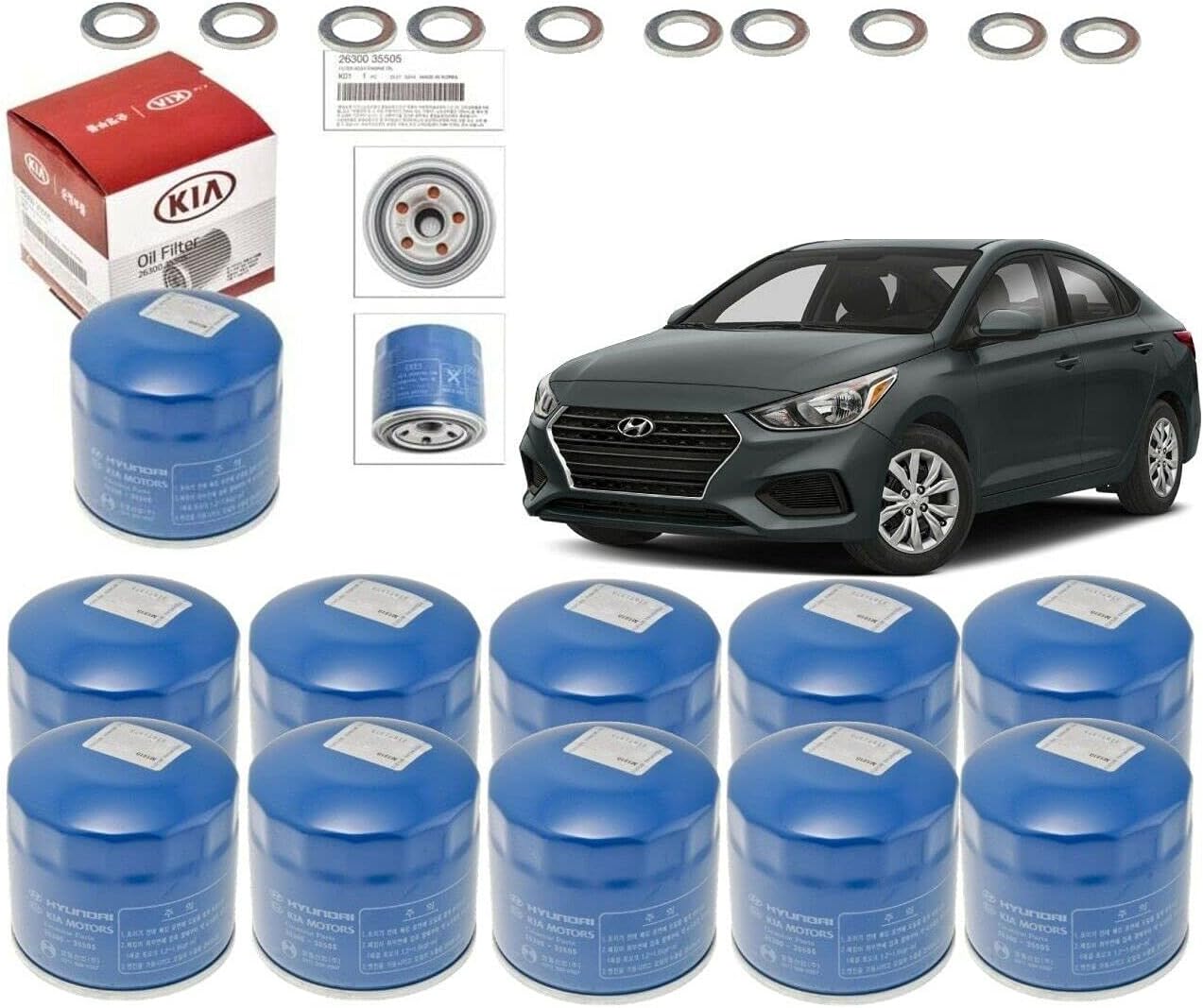 LMParts 10 Pack Genuine Engine Oil Filter Washers for Hyundai forKia OEM 26300 35505?????