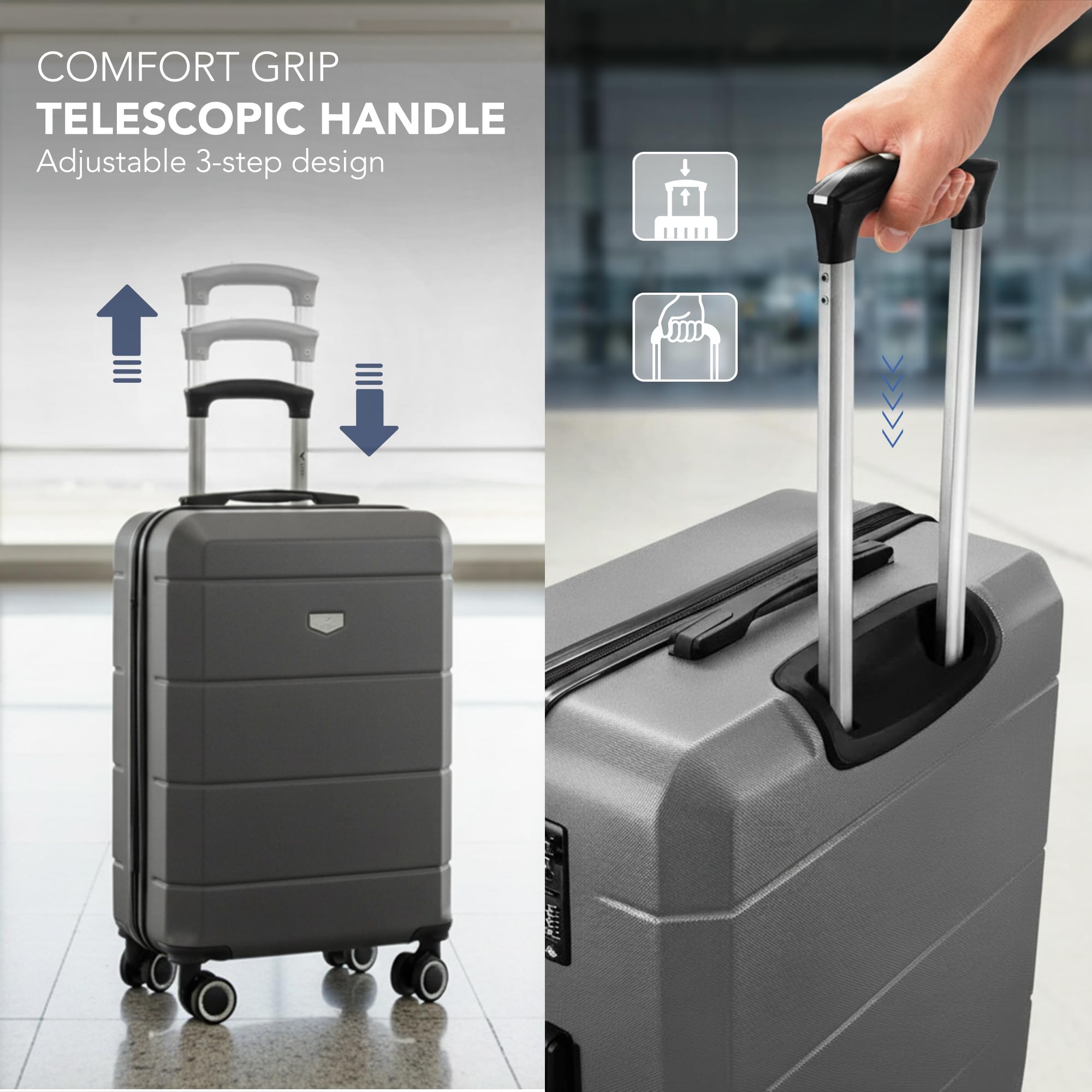 LUGG - Jetset 40cm Suitcase - 40x30x20cm- Ryanair Compatible - Underseat Size - Hard Shell ABS - Spinner & Removable Wheels - Lightweight Travel Luggage- Cream/Brown — view 232