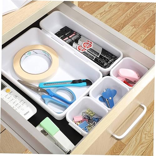 Miniatura 3 de Cabilock Práctico divisor de almacenamiento para oficina en casa, caja de almacenamiento blanca, estuche de plástico para cosméticos