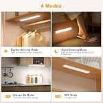 Under Cabinet Lighting, USB Rechargeable Motion Sensor Light Indoor, Battery Operated Closet Light, LED Cabinet Lights, Stick On Dimmable Under Counter Lights for Kitchen (2-Pack)