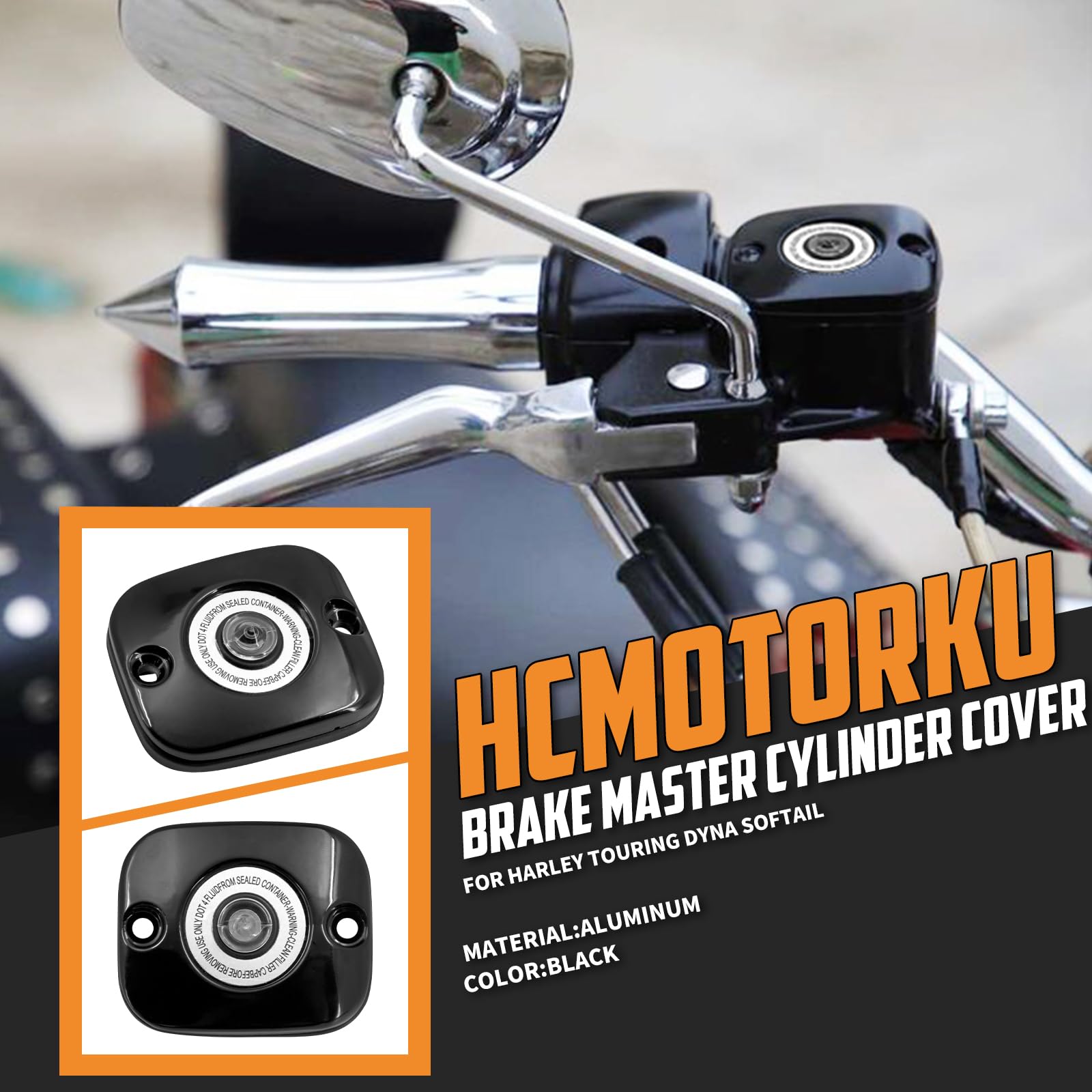 Motorrad Vorderbremszylinder Abdeckung Schutzkappe Fit für Harley Touring 2005-2007 Dyna FXD 2006-2017 Softail 2006-2014 Schwarz