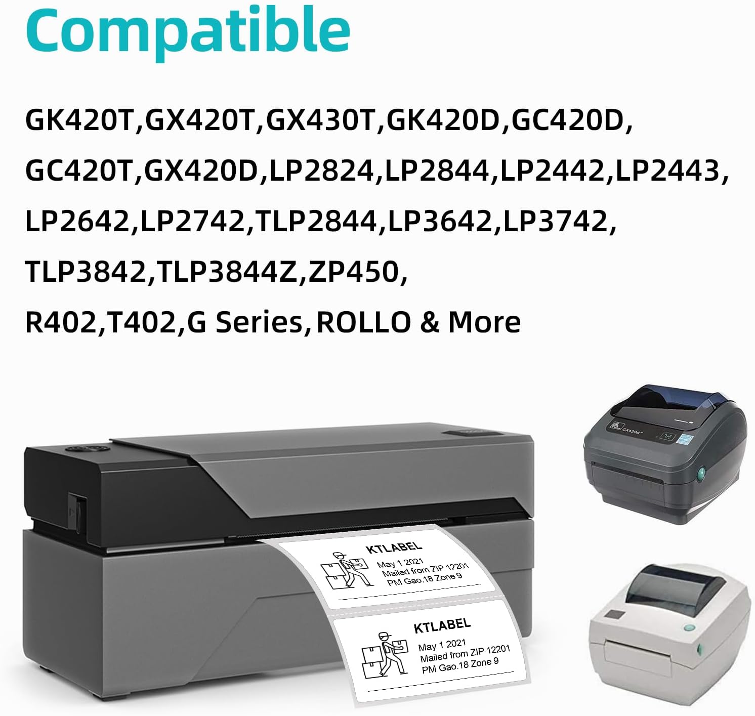 3-Proof 1" Core(9,000 Pcs/) Zebra Labels 4x2 Direct Thermal Labels -750/Roll - Perforated Stickers for Barcode Addresst, Compatible with Zebra & Rollo Desktop Printer.etiquetas térmicas directas - Image 3