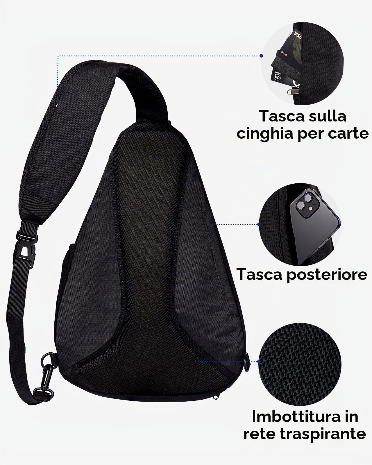 Waterfly Zaino Monospalla Portatile Sportivo Sling Bag Zaino Spalla per Uomo Donna