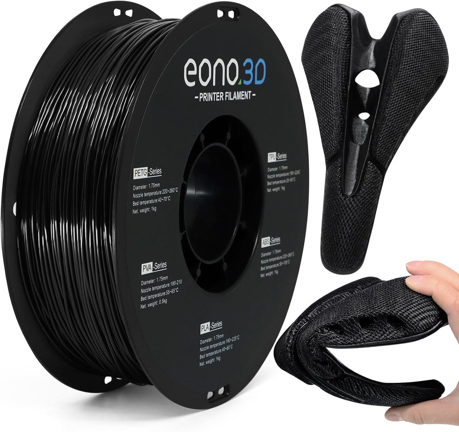 85A TPU 3D Printer Filament – Extra Soft & Flexible Rubber-Like Filament, Durable & Wear-Resistant, 1.75mm ±0.03mm, Smooth Feeding, Ideal for RC Car Tires, LEGO Wheels, Phone Cases 1kg Black