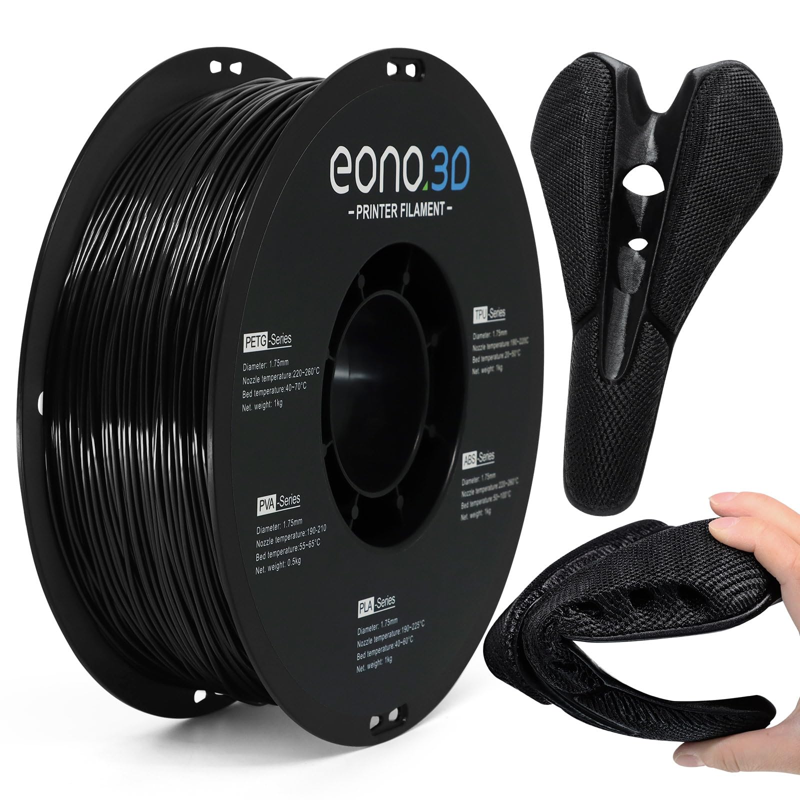85A TPU 3D Printer Filament – Extra Soft &amp; Flexible Rubber-Like Filament, Durable &amp; Wear-Resistant, 1.75mm ±0.03mm, Smooth Feeding, Ideal for RC Car Tires, LEGO Wheels, Phone Cases 1kg Black