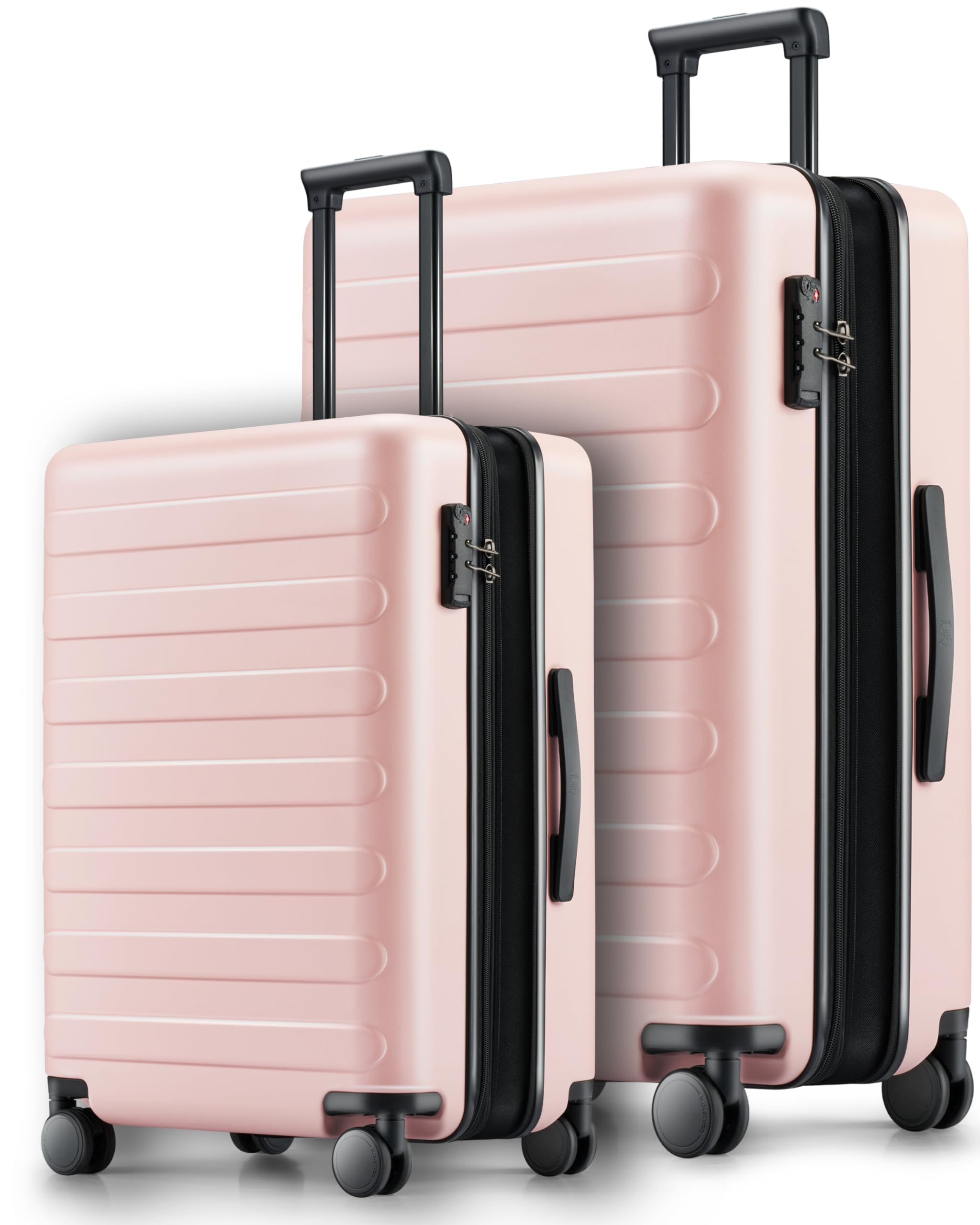 NINETYGO Luggage Sets 2 Piece, Carry On Luggage Airline Approved, Large Checked Luggage with Smooth Spinner Wheels, Expandable, Hard Shell PC Suitcase Sets, TSA Approved, 20in/28in (Pink, Rhine Max)