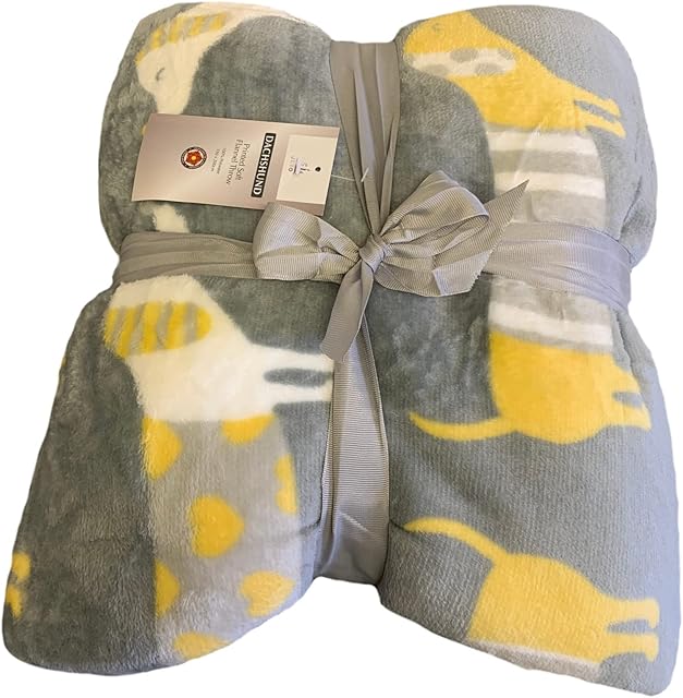 Large Cosy Fleece Blanket Super Soft Warm Cuddly Sofa Or Bed Cover Plush Velvet feel Flannel Throw (Grey Sausage Dog)