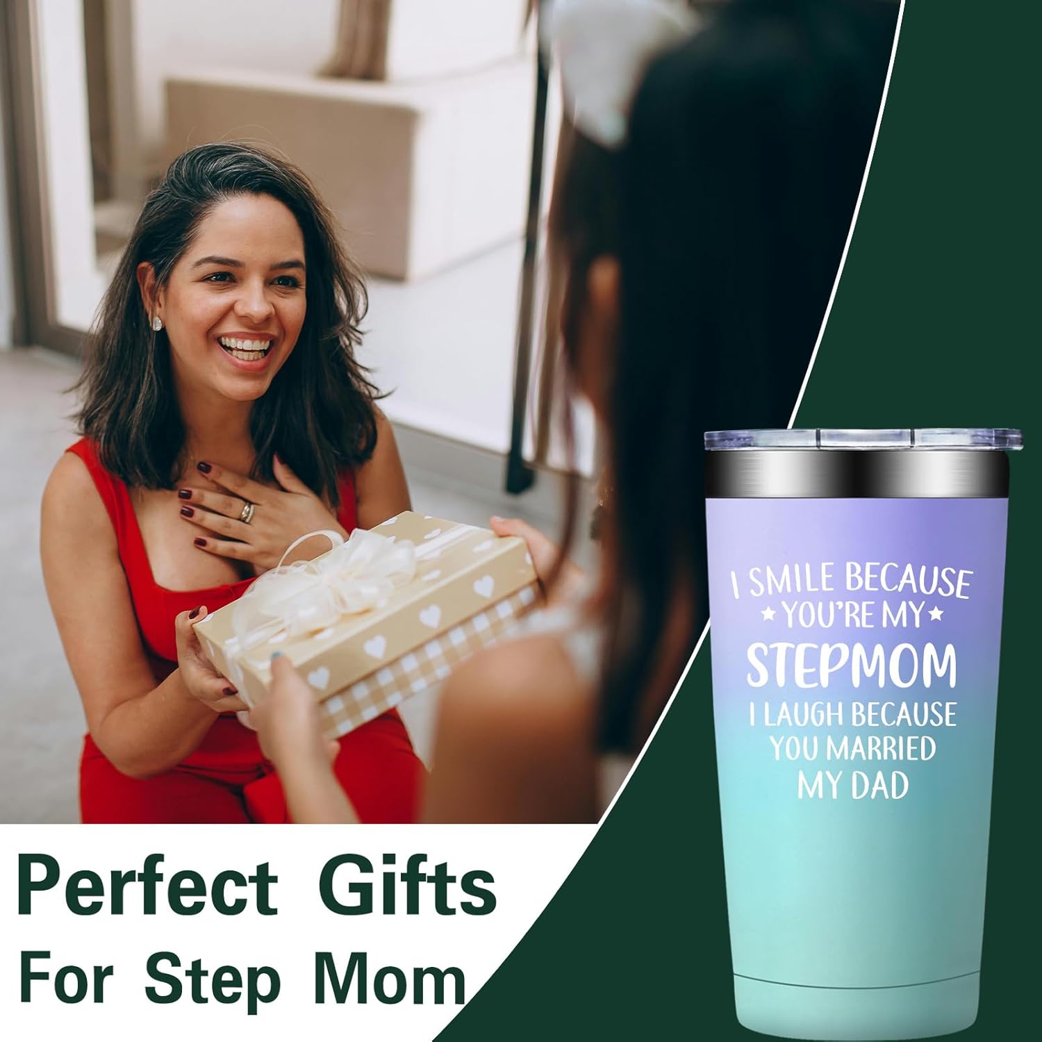 Grifarny Stepmom Gifts from Stepdaughter, Daughter, Son - Mothers Day Christmas Birthday Gifts for Stepmoms, Step Mom, Stepmother - Stepmoms Tumbler Cup 20oz - Image 3