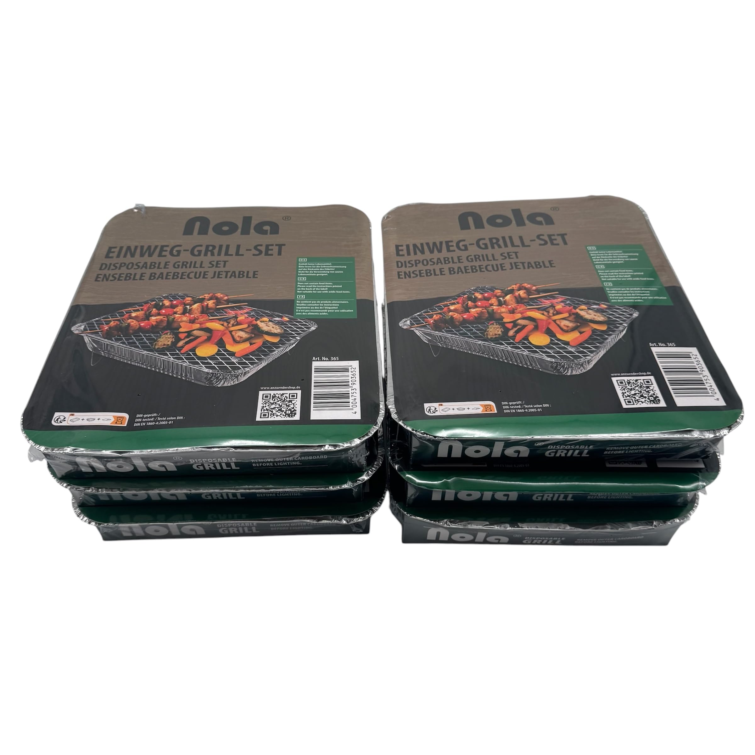 Barbacoa desechable – Pack de 6 – 450 g de carbón vegetal y papel de encendido – Listo para usar al instante – Barbacoa de picnic Art. 365