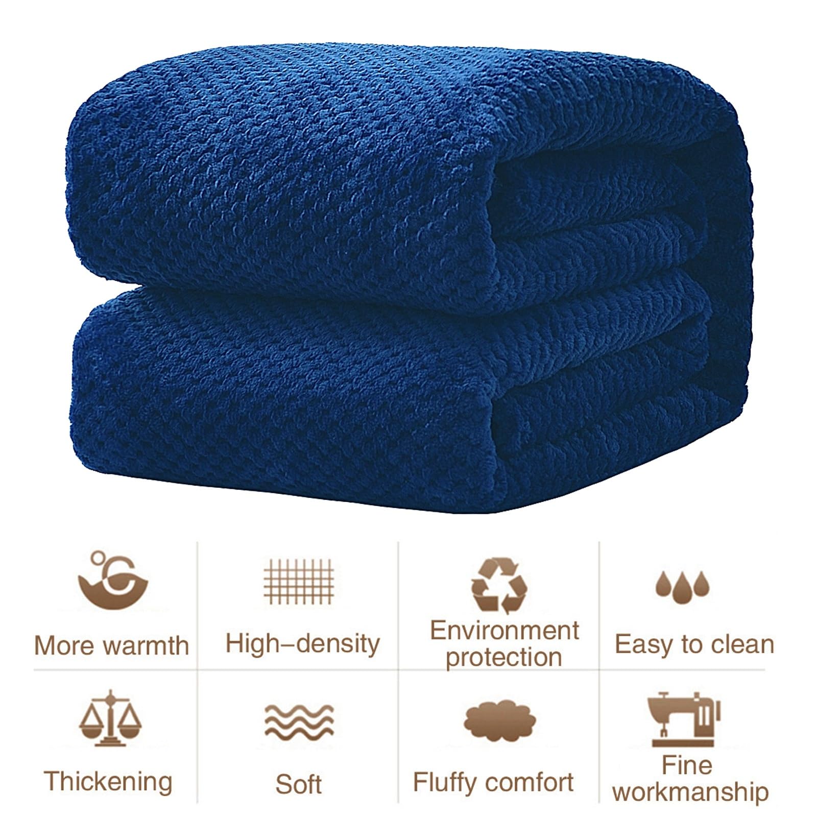 Kuscheldecke Fleecedecke 160 x 160 cm Decke Super Soft 300 G/M² Flanell Decke Couchdecke Warme Überwurfdecke Sofadecke Flanell Polar Fleecedecke für Home & Office, Dunkelblau