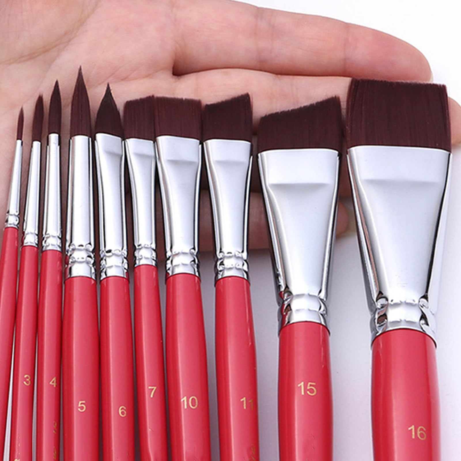 7/10/17x Set di pennelli per pittura ad olio Pennelli per pittura ad acquerello Pennello per capelli in nylon per gli amanti della pittura