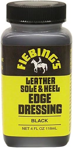 Fiebing's Suela de cuero y apósito con borde de talón, acabado de brillo de zapatos, color negro, 4 onzas, Negro -
