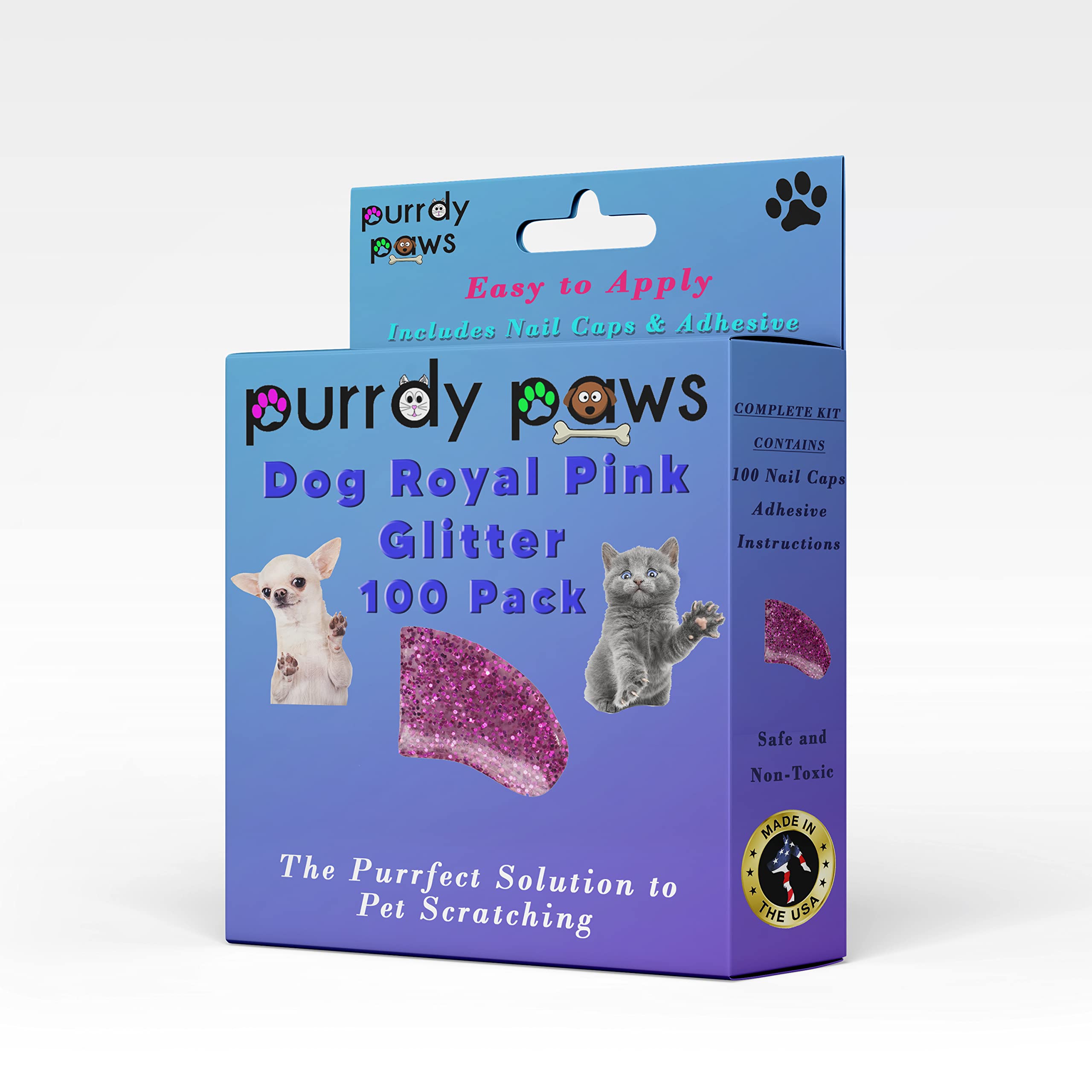 Purrdy Paws 100 Pack Soft Nail Caps for Dog Claws Royal Pink Large