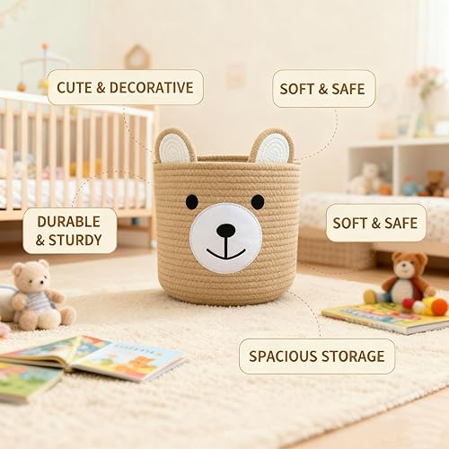 Miniatura 4 de Cesta de oso para guardería, canasta de baby shower, cestas de bebé para almacenamiento, canasta de lavandería, cestas de almacenamiento para niños