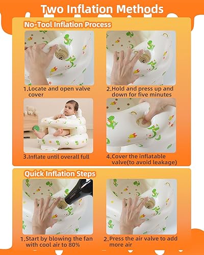 Miniatura 12 de Asiento inflable para bebés de 3 a 36 meses, silla de bebé con bomba de aire integrada, asiento de piso para bebé, asiento Bumbo para aprender a