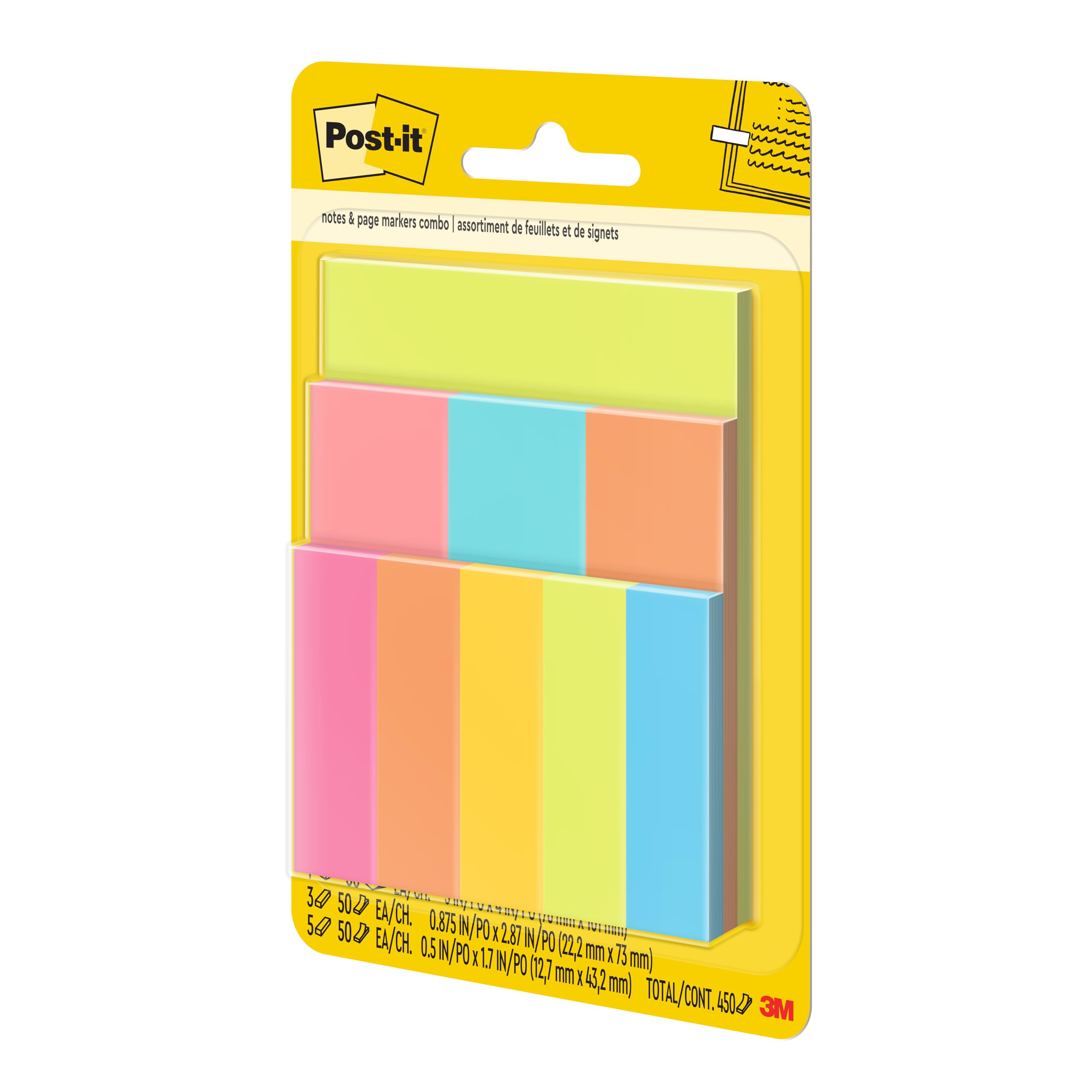 Post-it Combo Pack, Assorted Colors, Pack Of 9 Pads
